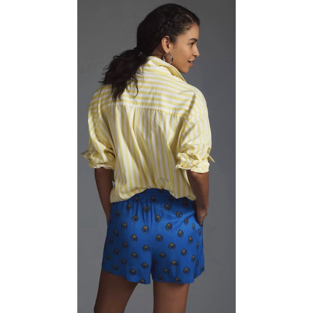 Anthropologie Easy Traveler Pull On Shorts SZ-Large Blue 100% Viscose Fits 32x4